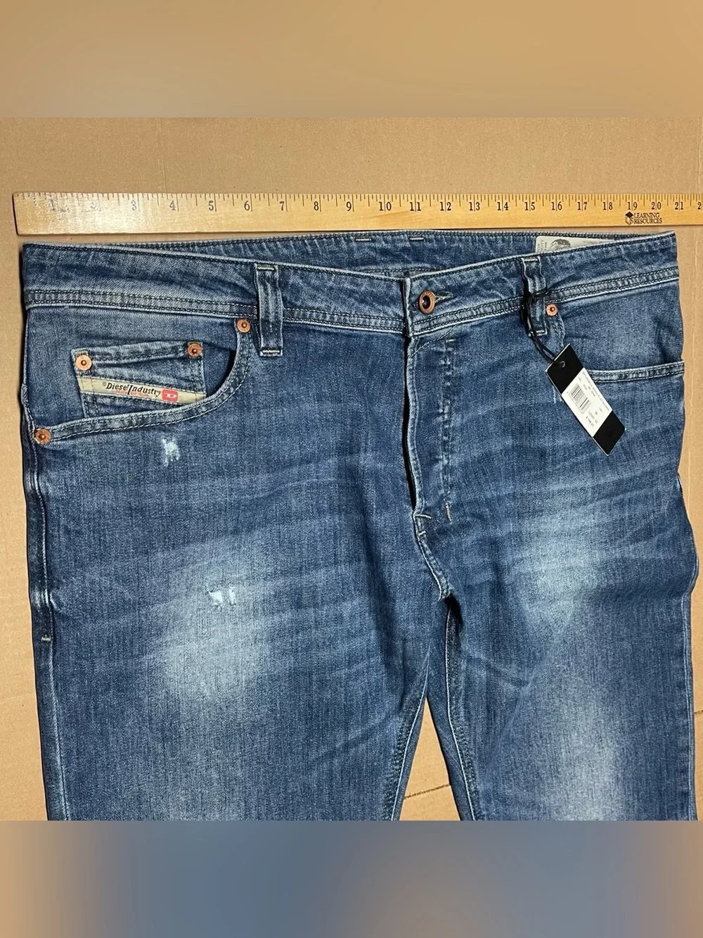 Diesel Men's Straight Jeans in Medium Blue Wash